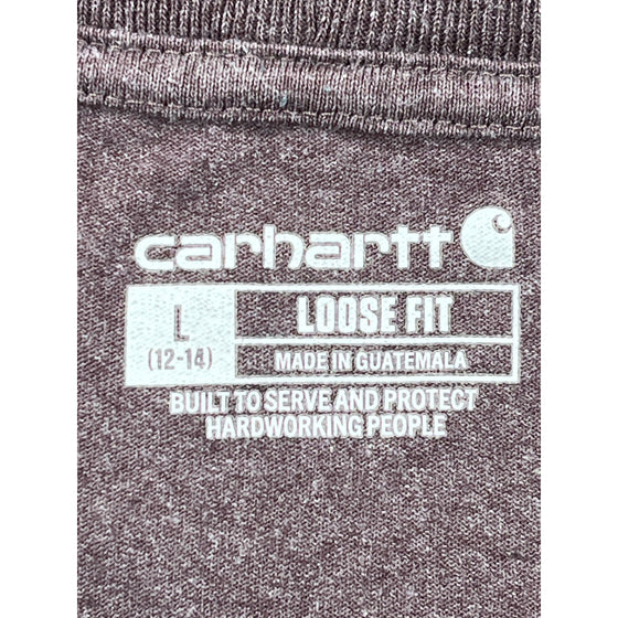 Carhartt Long Sleeve Graphic T-Shirt - Large - Brown Cotton Blend