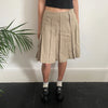 Vintage beige Sisley Pleated Skirt - womens 32" waist