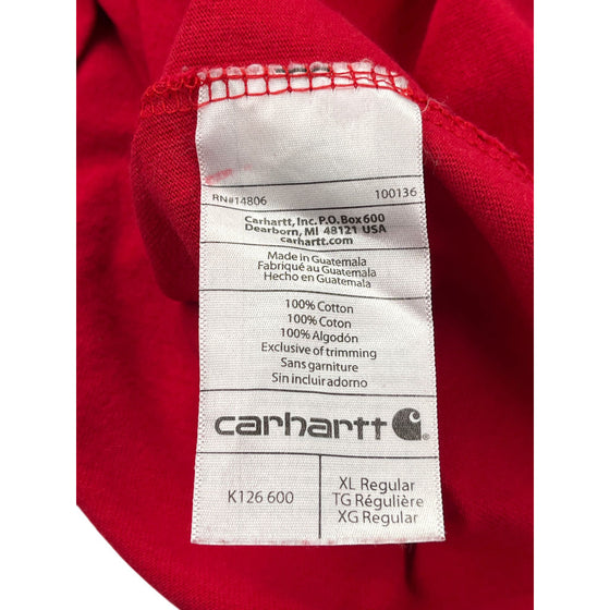 Carhartt XL Red Long Sleeve Pocket T-Shirt - XL - Red Cotton