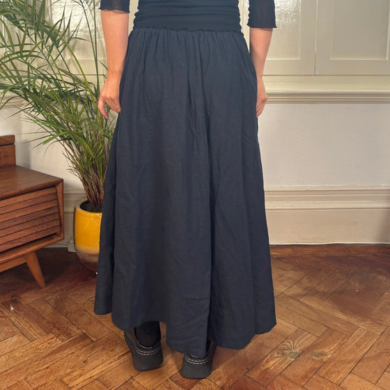 Vintage navy Chang Chuntang Maxi Skirt - womens 26" waist