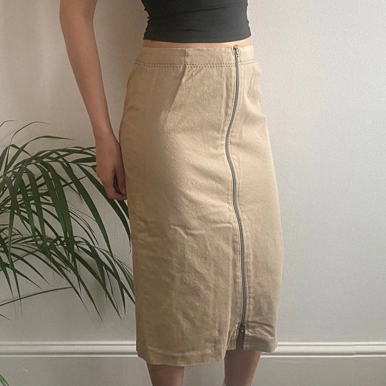 Vintage beige Diana Gallesi Midi Skirt - womens 27" waist