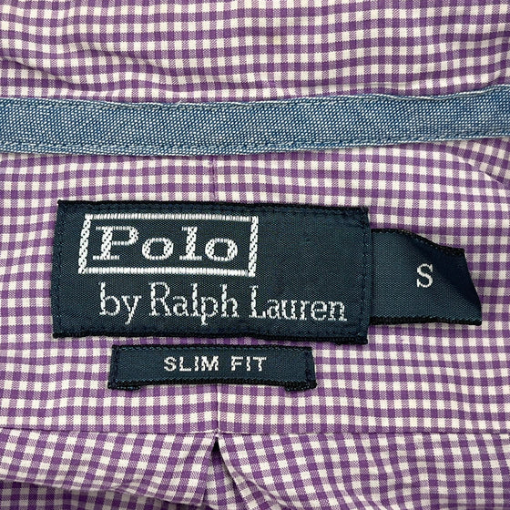 Slim Fit Ralph Lauren Checked Shirt - Small Purple Cotton