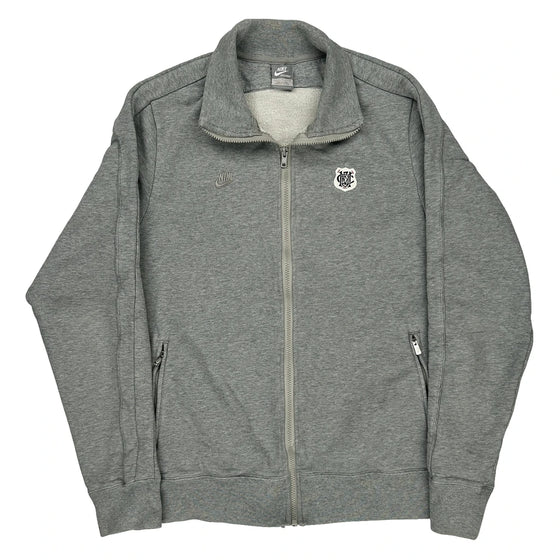 Nike Zip Up - Large Grey Cotton Blend