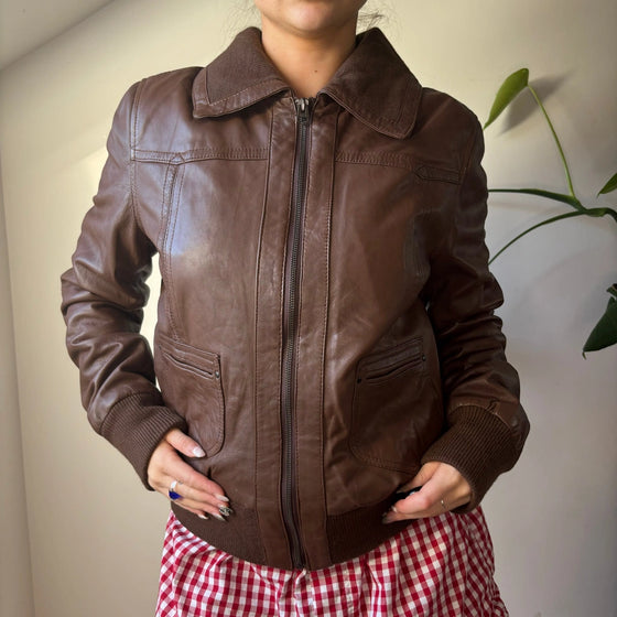 Vintage brown Conbipel Leather Jacket - womens medium