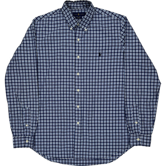 Ralph Lauren Check Shirt - Large - Blue Cotton