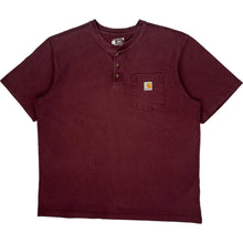  Carhartt Loose Fit Henley T-Shirt - XL - Burgundy Cotton