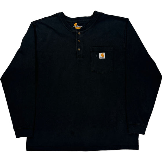 Carhartt Long Sleeve Henley Shirt - XL - Black Cotton