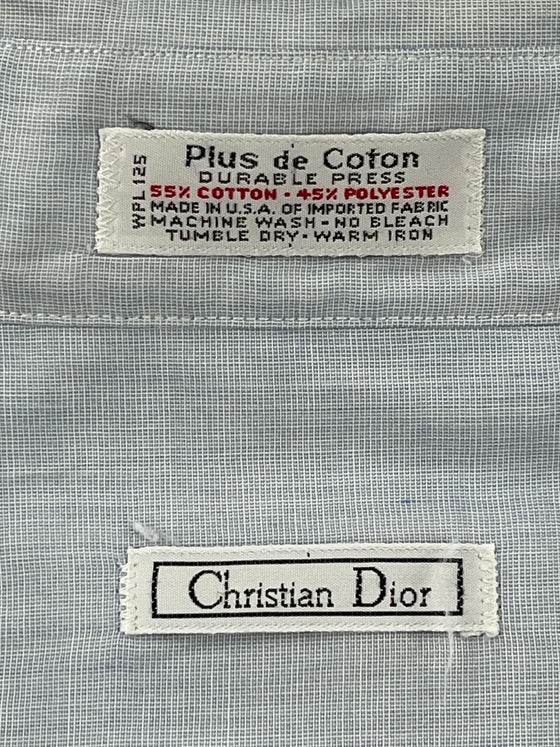 Christian Dior Long Sleeve Button-Down Shirt - Large - Blue Cotton Blend