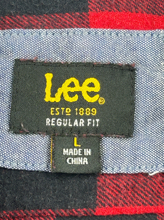 Lee Regular Fit Flannel Shirt - Large - Red Cotton