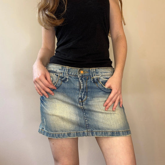 Vintage blue Yes Miss Denim Skirt - womens 30" waist