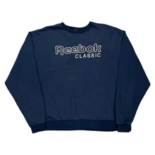  Classic Reebok Spellout Sweatshirt - XL Blue Cotton Blend