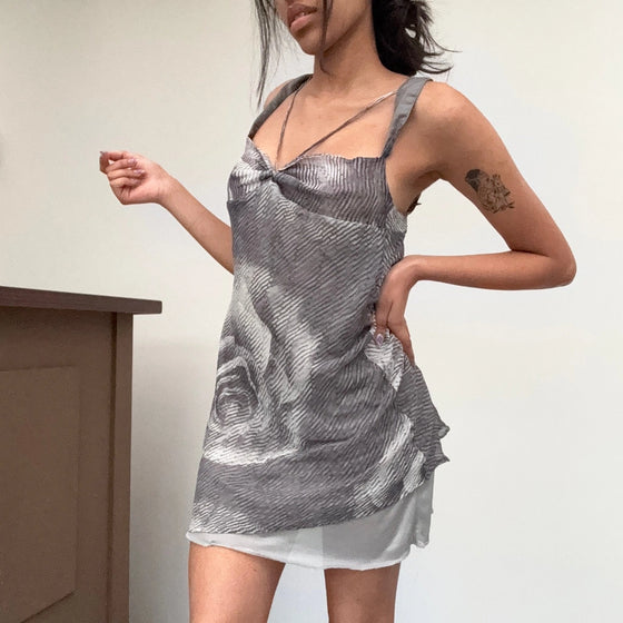 Vintage grey Sisley Mini Dress - womens x-small