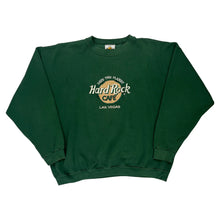  Las Vegas Hard Rock Cafe Spellout Sweatshirt - XL Green Cotton Blend