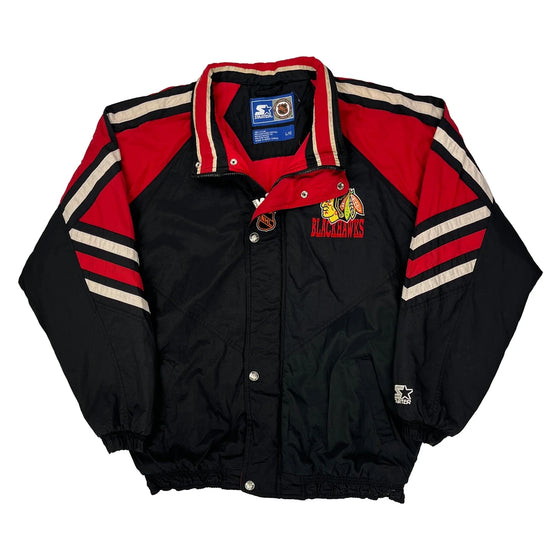 Chicago Blackhawks Starter Nhl Jacket - Large Black Nylon