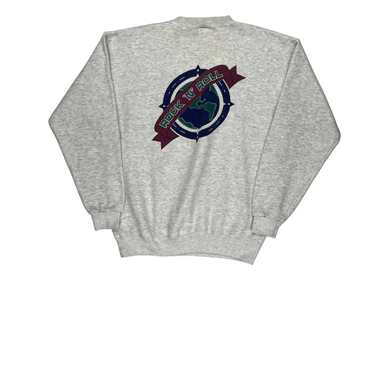 Boston Hard Rock Cafe Graphic Sweatshirt - Large Grey Cotton Blend