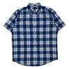 Classic Fit Tommy Hilfiger Checked Short Sleeve Shirt - Medium Blue Cotton