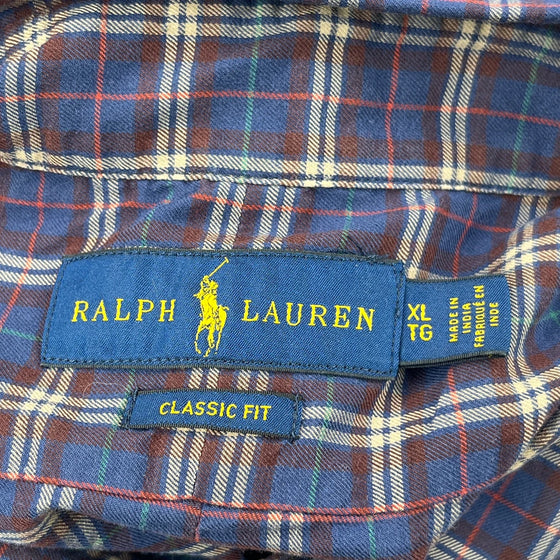 Ralph Lauren Checked Shirt - XL Blue Cotton