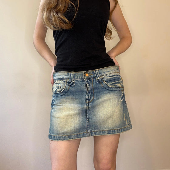 Vintage blue Yes Miss Denim Skirt - womens 30" waist