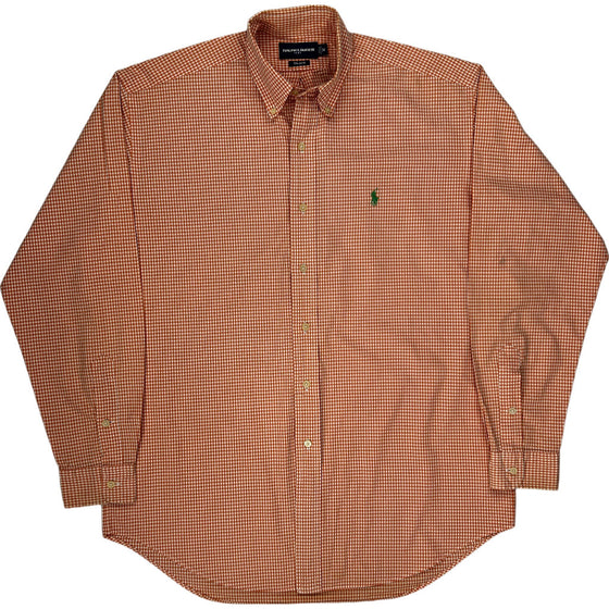 Ralph Lauren Golf Tilden Check Shirt - Medium - Orange Cotton