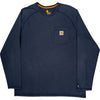 Carhartt Relaxed Fit Long Sleeve T-Shirt - XL - Navy Cotton Blend