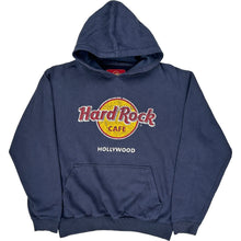  Hard Rock Cafe Hollywood Hoodie - Large - Navy Cotton Blend