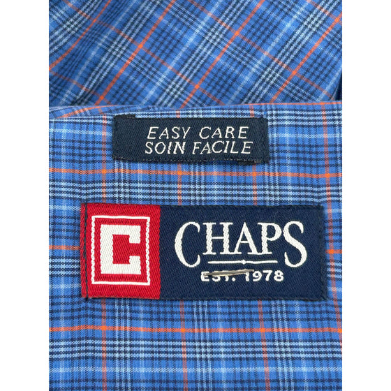 Chaps Plaid Long Sleeve Shirt - Large - Blue