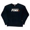 Puma Logo Puma Spellout Sweatshirt - Large Navy Cotton Blend