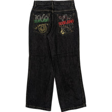  Hip Hop Sean John Embroidered Wide Leg Jeans - 28W 28L - Black Cotton Blend