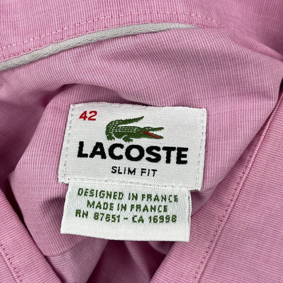 Lacoste Slim Fit Shirt - Large Pink Cotton