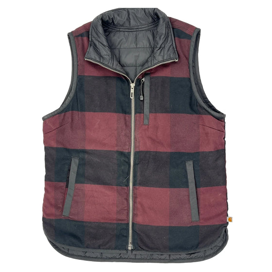 Reversible Carhartt Checked Gilet - Small Burgundy Nylon