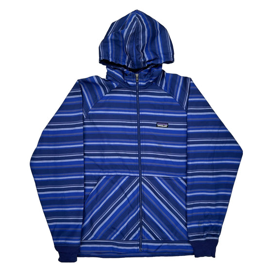 Patagonia Striped Jacket - Large Blue Polyester