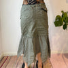 Vintage green Waxy Midi Skirt - womens 28" waist