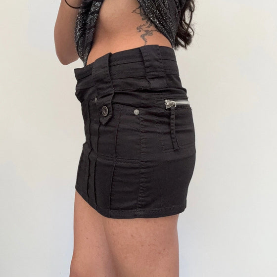 Vintage black Fishbone Mini Skirt - womens 28" waist