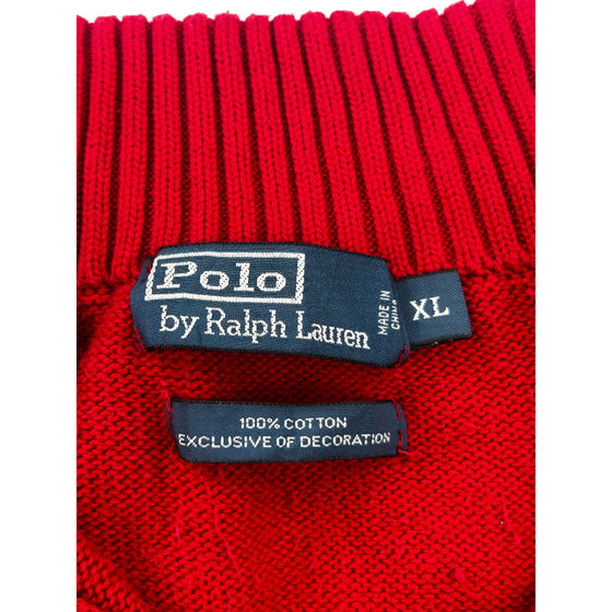 Polo Ralph Lauren Red 1/4 Zip Jumper - XL - Red Cotton