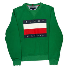  Tommy Hilfiger Spellout Sweatshirt - Medium Green Cotton Blend