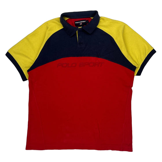 Polo Sport Collared Polo Shirt - Large Red Cotton