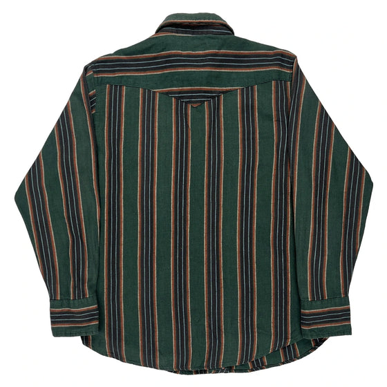 Western Style Wrangler Striped Shirt - Large Green Cotton