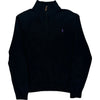 Polo Ralph Lauren 1/4 Zip Jumper - Medium - Black Cotton