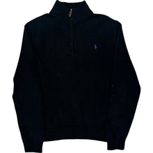  Polo Ralph Lauren 1/4 Zip Jumper - Medium - Black Cotton