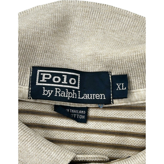 Polo Ralph Lauren Striped Polo Shirt - XL - Beige Cotton