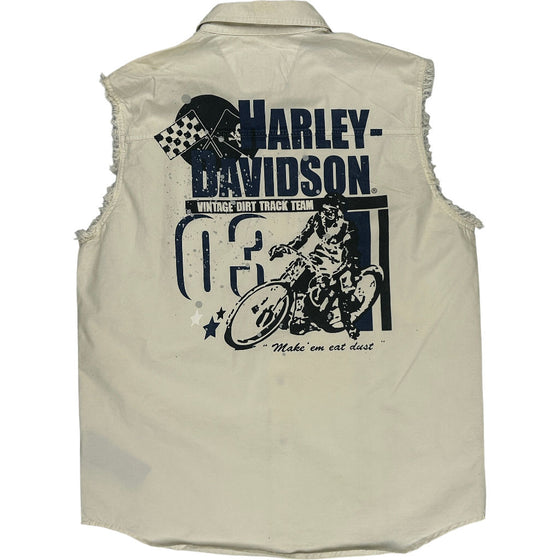 Harley Davidson Denim Shirt - Large - Beige Cotton