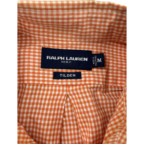 Ralph Lauren Golf Tilden Check Shirt - Medium - Orange Cotton