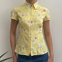  Vintage yellow Moschino Short Sleeve Shirt - womens medium