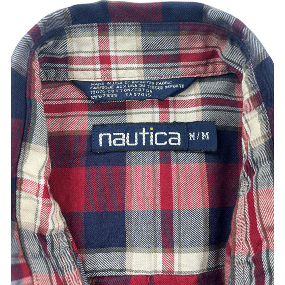 Nautica Plaid Shirt - Medium - Red Cotton