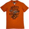 Harley Davidson Graphic T-Shirt - Small - Orange Cotton