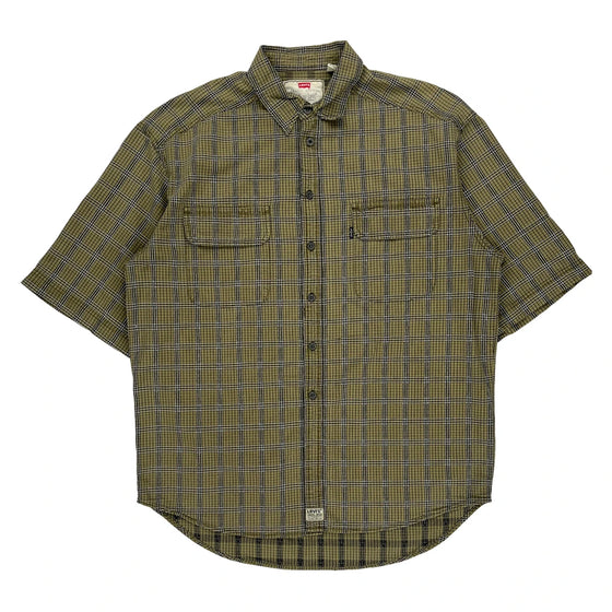 None Levis Checked Short Sleeve Shirt - Large Green Cotton