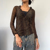 Vintage brown Gaia Rene Mesh Top - womens small