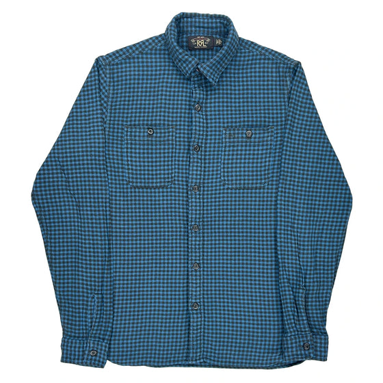 Double Rl Ralph Lauren Checked Shirt - Medium Blue Cotton