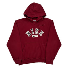  Nike Logo Nike Spellout Hoodie - Large Burgundy Cotton Blend