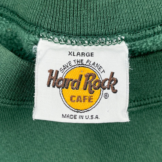 Las Vegas Hard Rock Cafe Spellout Sweatshirt - XL Green Cotton Blend